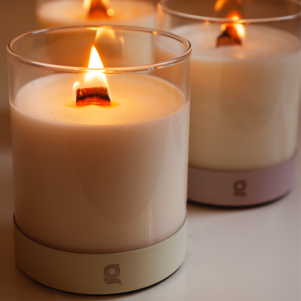 glør Essence Candle — lifestyle interior scene with natural scented candle
