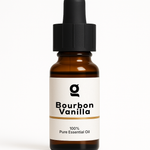 Fragrance Oil Bourbon Vanilla in amber glass dropper bottle, 100% pure essential oil for personal care and aromatherapy use.