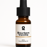 Fragrance Oil Bourbon Vanilla in amber glass dropper bottle, 100% pure essential oil for personal care and aromatherapy use.