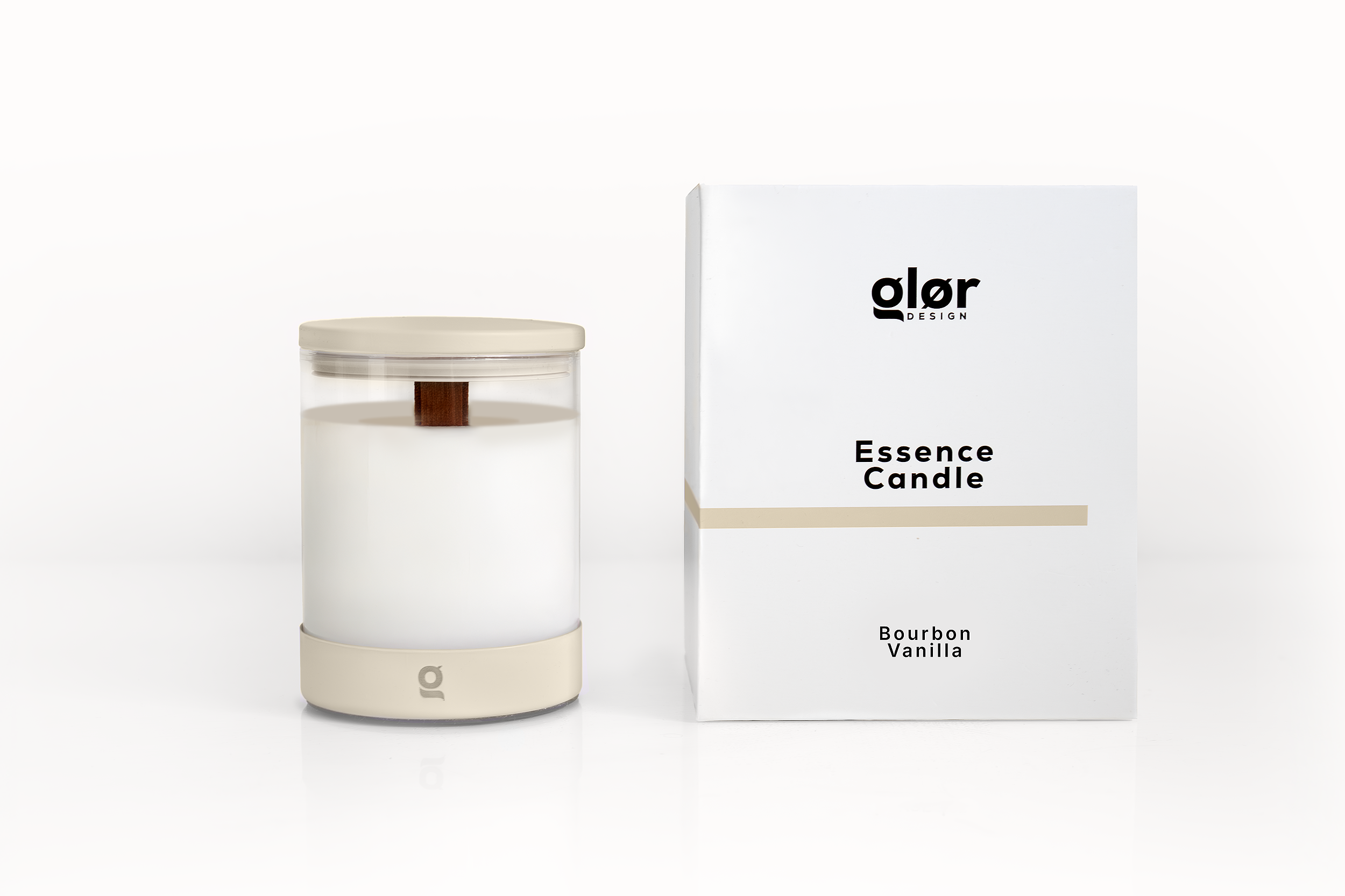 glør Essence Candle Bourbon Vanilla — natural scented candle in amber glass