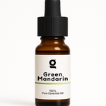 Fragrance Oil Green Mandarin in amber glass dropper bottle labeled 100% Pure Essential Oil, ideal for personal care and aromatherapy use.