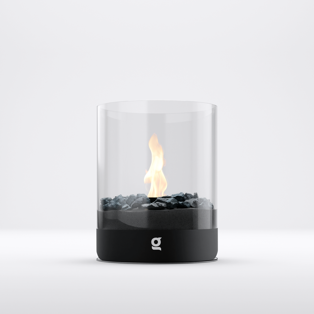 glør LA\VIK Studio Fireplace Black — Tabletop Bioethanol Fireplace front view