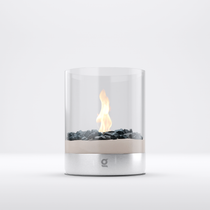 glør LA\VIK Studio Fireplace Silver — Tabletop Bioethanol Fireplace front view