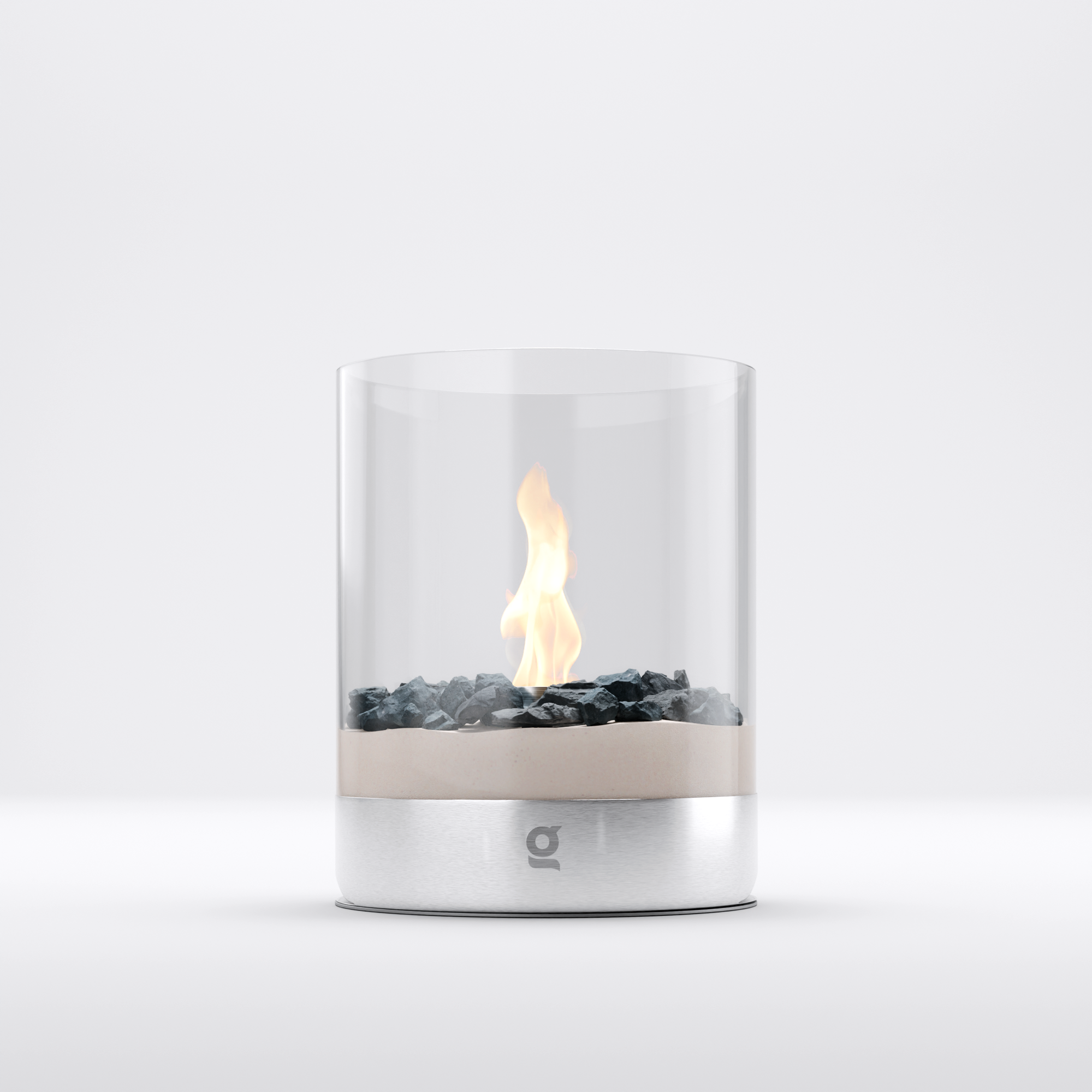 glør LA\VIK Studio Fireplace Silver — Tabletop Bioethanol Fireplace front view