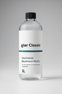 glør Classic Bioethanol Fuel 1L — clean burning ethanol for tabletop fireplaces