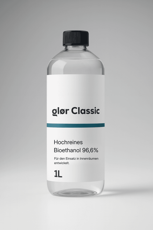 glør Classic Bioethanol Fuel 1L — clean burning ethanol for tabletop fireplaces